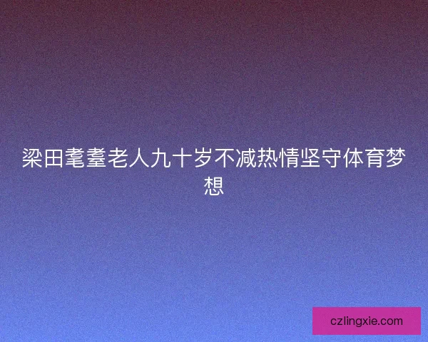 梁田耄耋老人九十岁不减热情坚守体育梦想